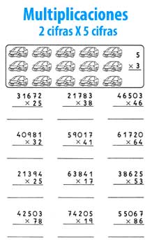Multiplicación de 2 cifras por 5 cifras