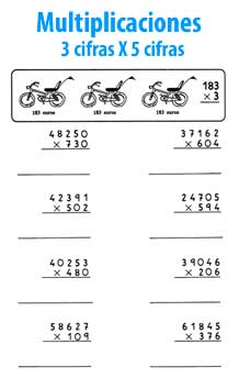 Multiplicación de 3 cifras por 5 cifras